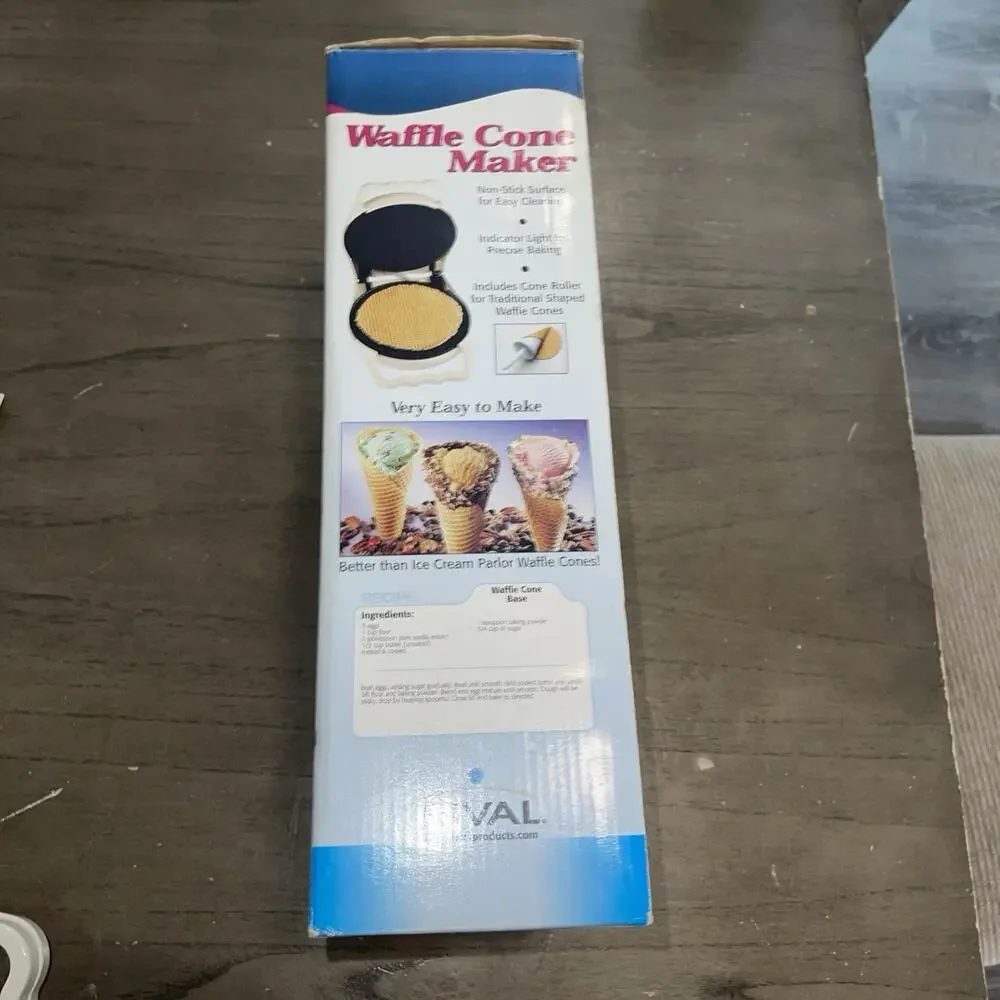 Rival Waffle Cone Maker Model WC800 01 WT White w/ Cone Roller